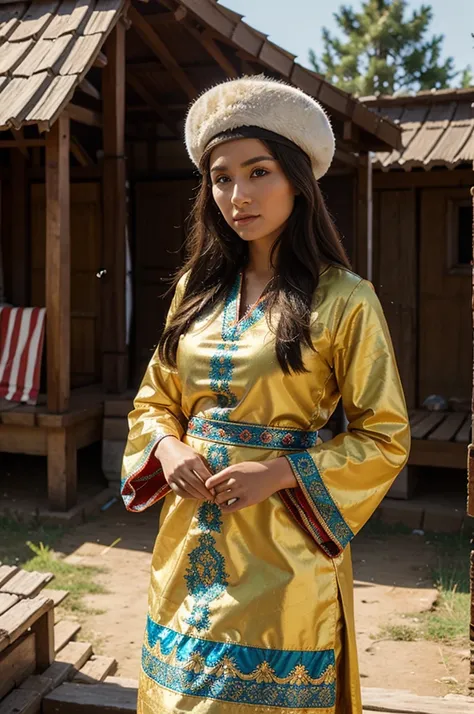 Beautiful woman, bashkir ethnicity, 24 years, cultural clothing of Bashkortostan