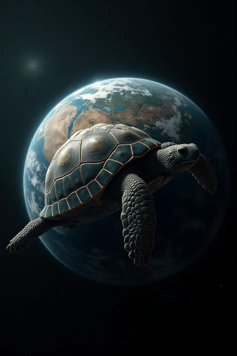 Planet Earth shaped like a tortoise