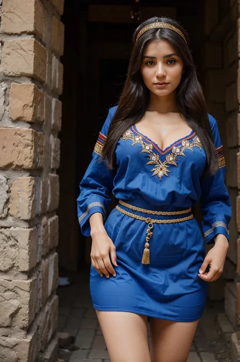 Beautiful woman, avar ethnicity, 25 years, cultural clothing of Dagestan