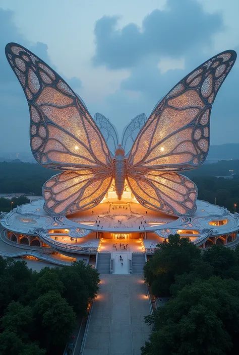 Makes a concert stadium shaped like a butterfly 