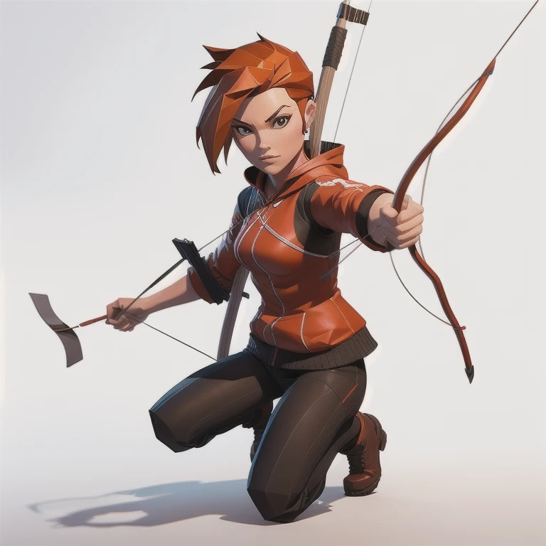  low poly archer, —style 200 ,  white background, ambient occlusion, motor de jogo unity 