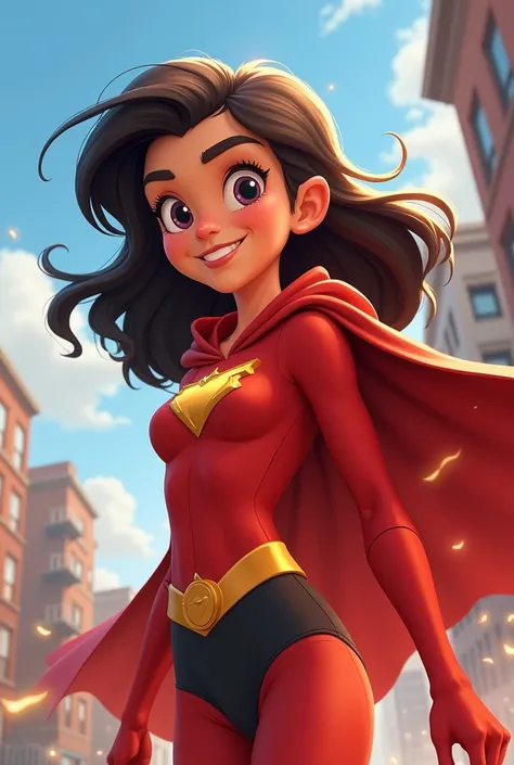 Animated superhero girl smiling