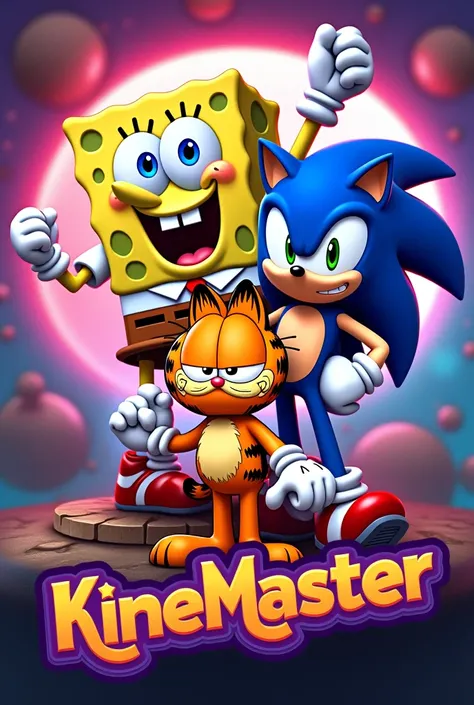 The kinemaster show poster featuring SpongeBob sonic and Garfield.