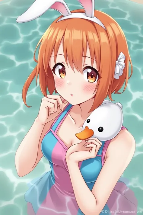  dress、 orange hair、Short hair with a narrowed neckline 、 Blue and Pink Disgusting Slingshot Swimsuit、 grow a swans head and neck in place of a dick、Okama makeup 、 ladyboy、Shemale、Women、anime、Big cock、Highest Exposure 、white headband with bonbons on both s...