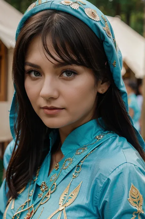 Beautiful woman, volga tatar ethnicity, 26 years, cultural clothing of Tatarstan 