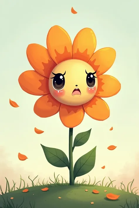 cartoon of a sad talking flower