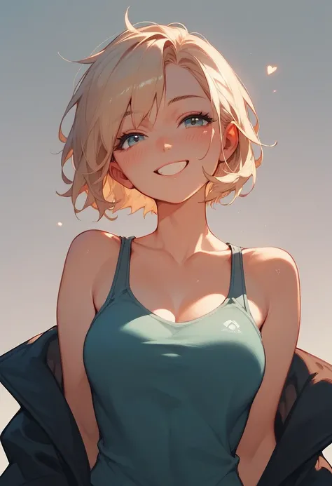 tank top blush，smile，woman