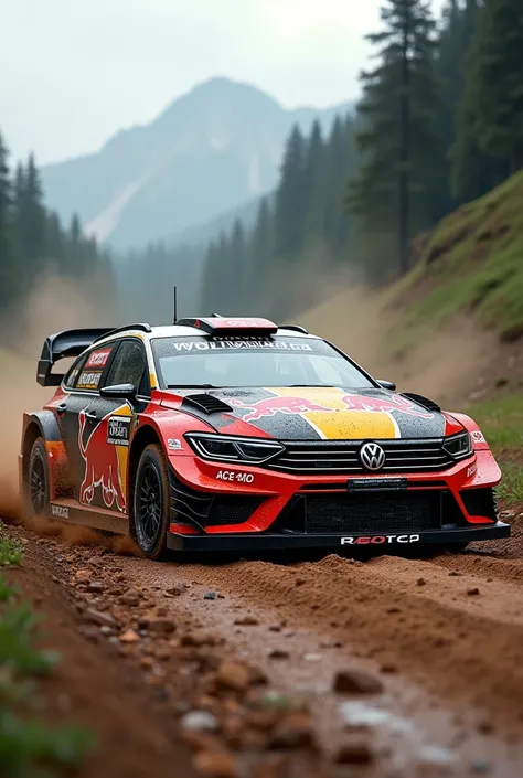 Create a realistic image of a Volkswagen Passat variant with the modern design in a rally version