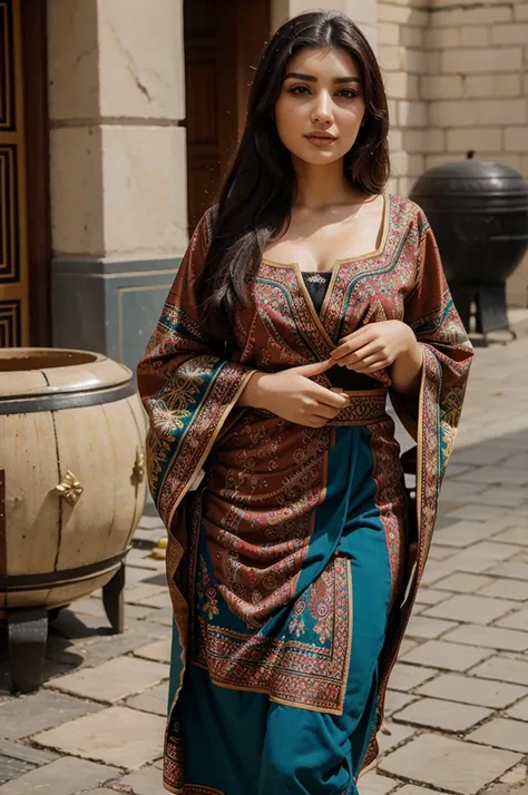 Beautiful woman, azeri ethnicity, 26 years, cultural clothing of Azerbaijan 