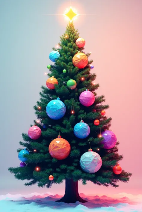 A Christmas tree with spheres inspired by Geomety Dash in 2D