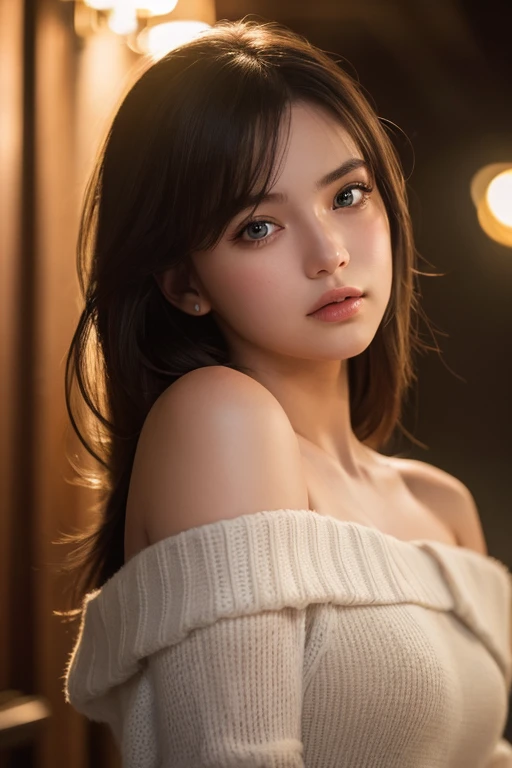  best quality, masterpiece,  ultra high resolution, (Photographically: 1.4),  RAW Photos,  1 girl ,  off-shoulder ,  cinematic lighting , Kiss pose,  heterochromia