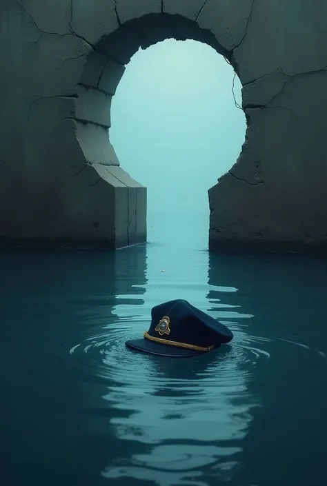  Give me a cover of a legend entitled La Laguna del Guardia, That a loophole appears with a police hat sticking to one side