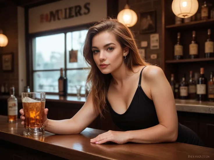  a realistic lion looking at the camera,  photo standing in front of a bar counter , drinking whiskey .  realistic photo ,  realistic details ,  high resolution 8k ,