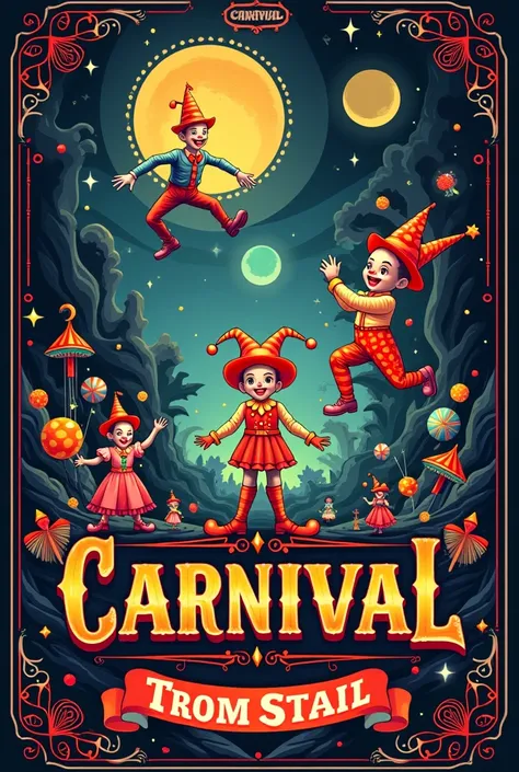 Multicolored Black And White carnival poster
