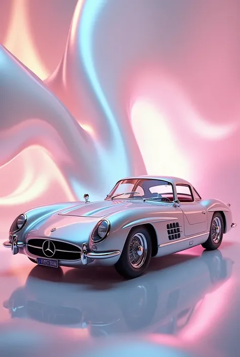 Banner with pearl background and half of classic car 
