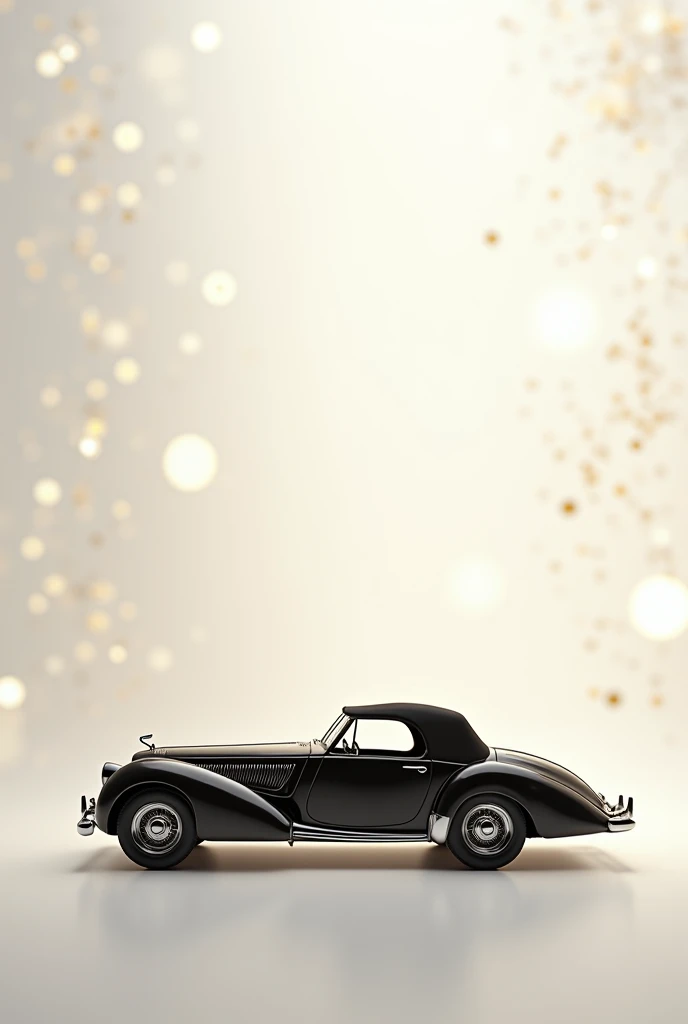 Banner with white pearl background and half of classic car for mens birthday panel