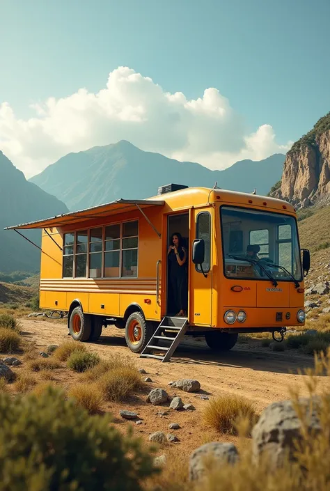 Create an image of a mobile school that has computers and different tools with which ren can study but that can go through rural areas of Colombia 