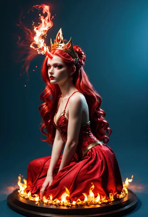 The Blood Empress, a figure of awe-inspiring beauty, combines the ethereal essence of a goddess with the dark and powerful undertones of a demonic presence. Her flowing, crimson hair cascades like a waterfall, capturing the light in a myriad of shades, fro...