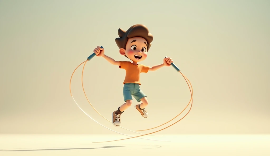 Jumping rope with 2 handles 3D animation