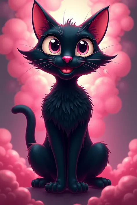 Penelope Pussycat by Los Loney tones with pink smoke from behind 
