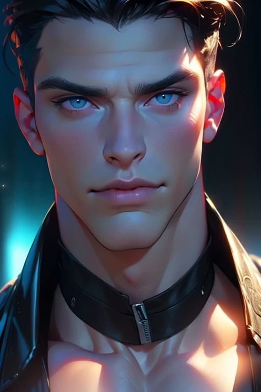 (best quality,4k,8k,highres,masterpiece:1.2),ultra-detailed,(realistic,photorealistic,photo-realistic:1.37),30 year old man,3 day beard,handsome anime,portraits,strong,masculine,dark hair,sharp jawline,mesmerizing eyes,perfectly styled hair,cool anime outf...