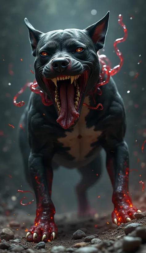 Venom shaped like a roaring and furious pit bull