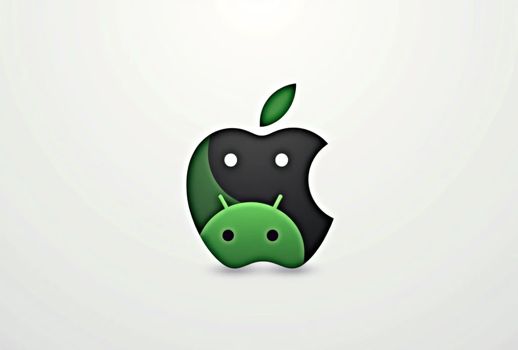 combination aestetic design, between android logo with apple logo.