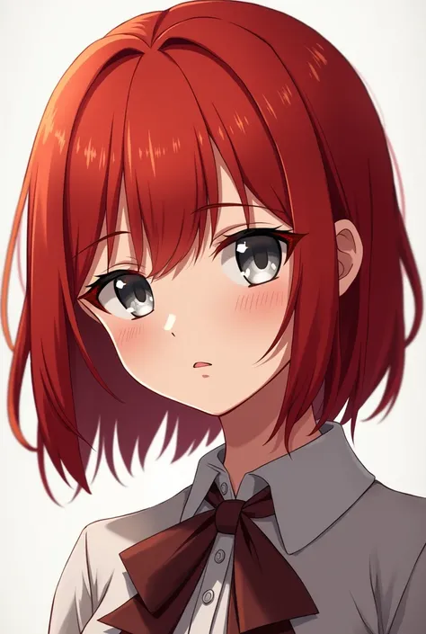 Red-haired girl type anime manga, gray-eyed