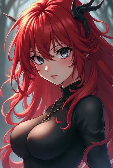  red-haired female anime manga type, gray-eyed, older than 25 