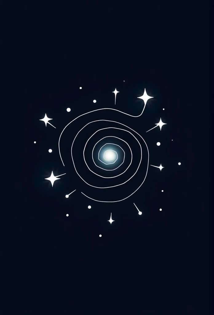 logo, simple vector drawing of a spiral galaxy with a few stars around, each star is connected to the closest stars by straight lines representing the connection between the nodes of a network
