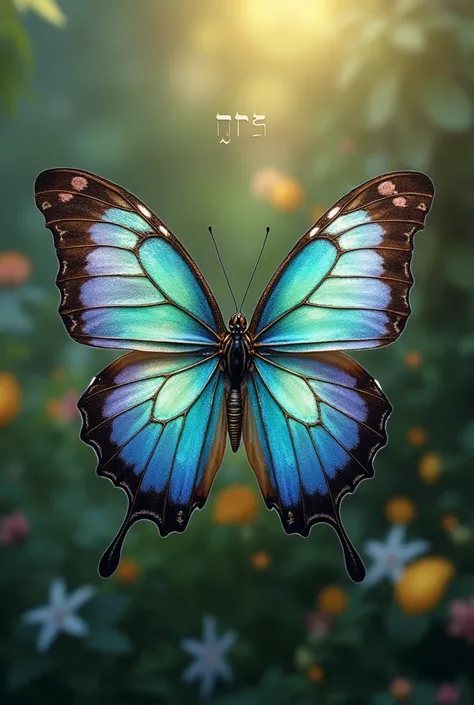  Beautiful butterfly with text "Tsidkenu "  and showing it to the spectator