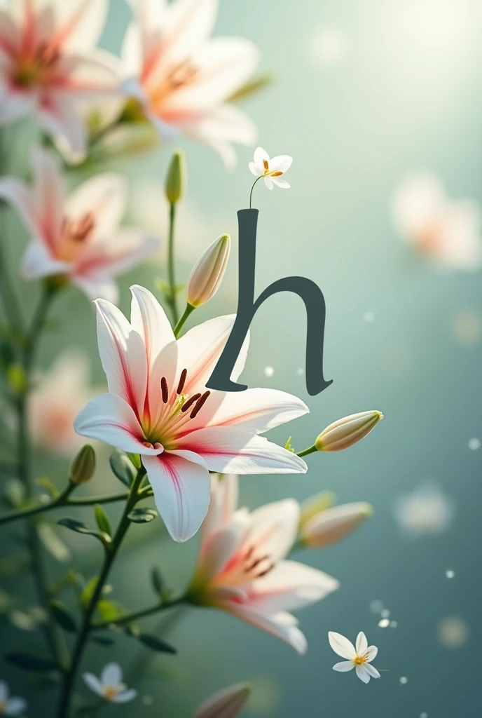 Draw a logo with Aesthetics vibe , Lily Flowers In Background, Logo Name " H Movie Zone*