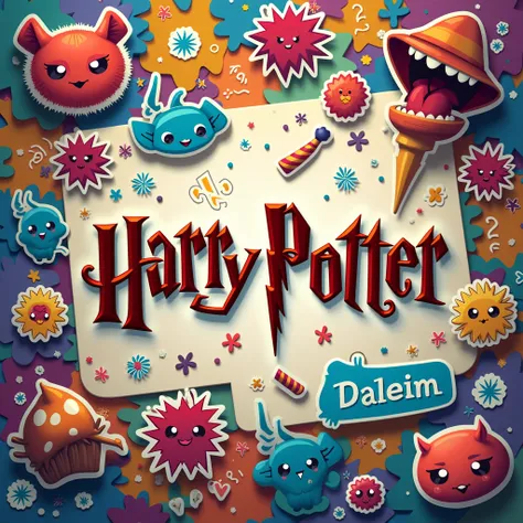  Imagine a playful image with the name Harry Potter stickers and written in the center of the image #TeamPotter 