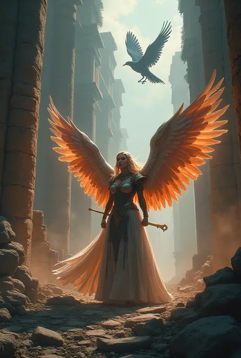 Climactic Moment for Issue #2
Freya stands amidst the temple ruins, holding the fragment of the Gjallarhorn as the whispers of Sólbrandr grow louder. Her wings blaze brighter than ever, but so does the weight of her mission. As she steps into the wildlands...