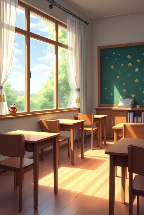 Anime style classroom background or illustration without people 