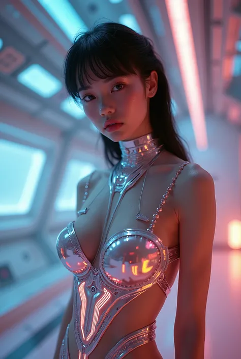  cute Japanese idol 、no&#39;look korean、 Without Korean characteristics 、 photograph、 Real item 、 movie light、lomography 、 Film camera 、 A 20-year-old boy with a s face 、being thin、 A well-trained body 、 She wears a super thin space leotard with a holograp...