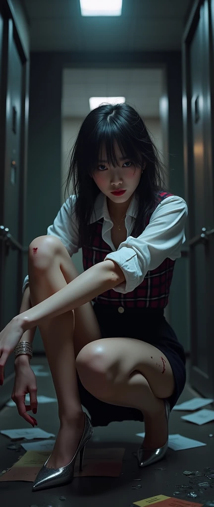 ((Horror depictions:1.9, 32K:1.8, Photographically:1.8,  best quality, masterpiece,  ultra high resolution)),   High Resolution Skin and Face Textures ,  professional low angle camera work,  Cinematic Lighting , ( sexy:0.5, Tall Japanese Woman:1.0, OL:0.8,...