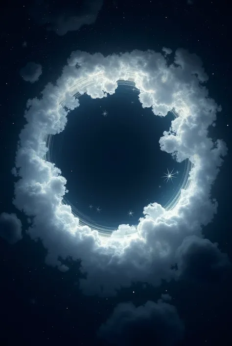 graphic clouds in circular form with stars , 1 circle only, the clouds must be connected to each other