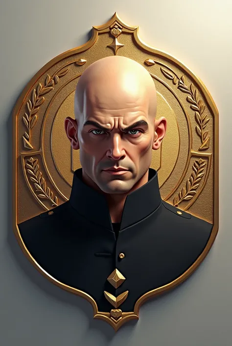  Create an image of my new cryptocurrency called XanDAO.  Containing the face of a bald magistrate Cunha . The coin-shaped image 