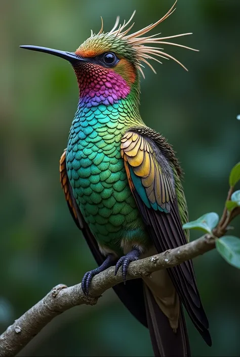  Make a realistic male hummingbird costume. With lush colors and some feathers on the shoulders 