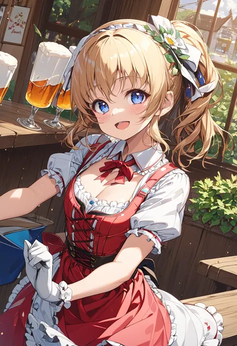 masterpiece, best quality, score_9, score_8_up, girl, petite, light smile, open mouth, dirndl,