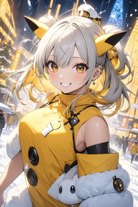 （masterpiece, best quality:1.2), (absurdres,  highres icon, ultra-detailed), (perfect anatomy), 
1 Japanese ( Pokémon Pikachu) woman,(( Pokémon Pikachu)),Personification,（Pikachu）,smiling
22yo,beautiful eyes00 , 
 ((multicolored hair , dark  yellow hair,  ...