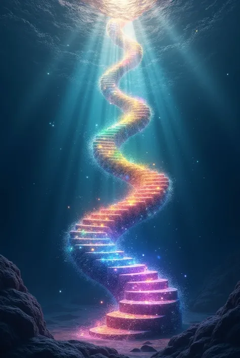 The spiral star cluster in the 深海 acts as a rainbow steps ,from  below,Its leading to heaven 