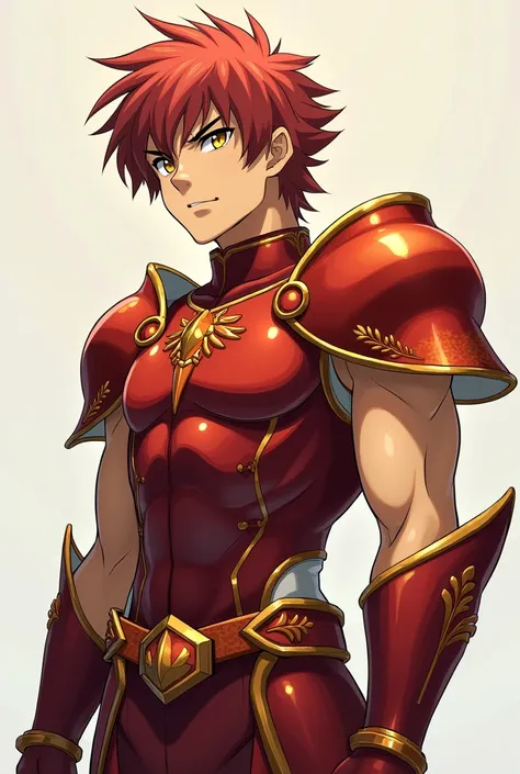  Full body image , full size ,  From head to toe ,  in profile and in front of , Young boy, 20 years old, male anime character , strong, handsome and muscular,  wearing armor inspired by the style of the knights of the zodiac  (Saint Seiya),  armor based o...