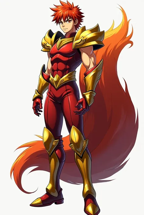  Full body image , full size ,  From head to toe ,  in profile and in front of , Young boy, 20 years old, male anime character , strong, handsome and muscular,  wearing armor inspired by the style of the knights of the zodiac  (Saint Seiya),  armor based o...