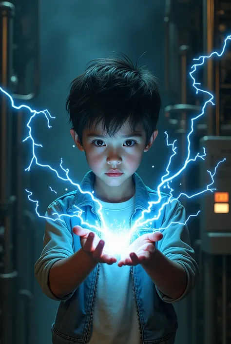 A boy with electrical power 