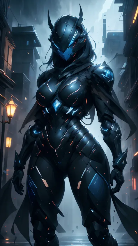 masterpiece, best quality, highly detailed, cyborg women, sexy cyborg women, elegant cyborg, ((black and blue) cyborg), mechanic...