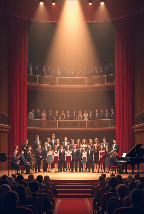 Believe me students at a singing recital with their band singing songs 
