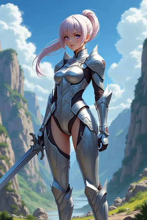 Anime Girl Wearing Short Silver Armor