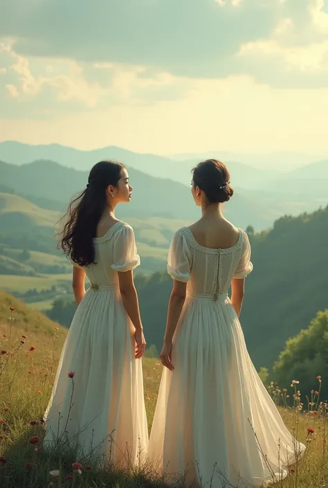  Ladies watching landscape with a message 